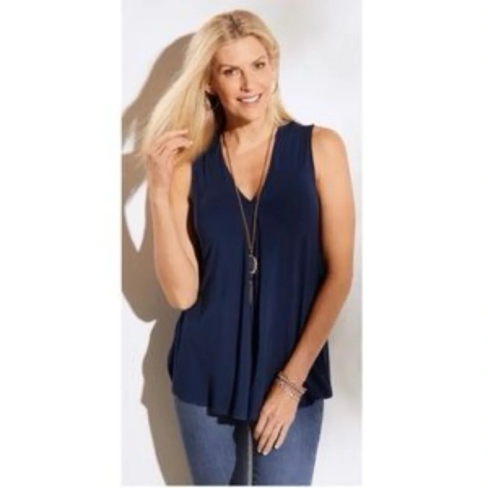 Soft Surroundings Navy Stretchy V Neck
